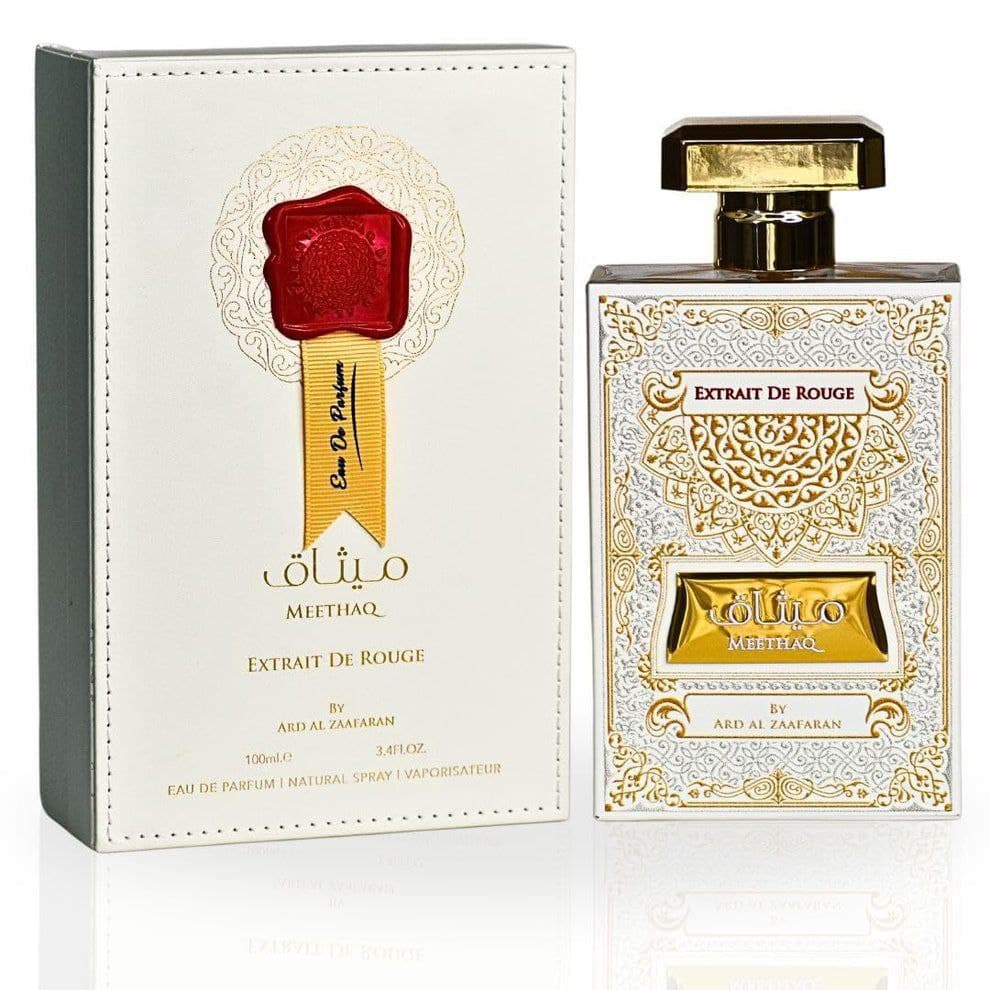عطر ميثاق للنساء 100 مل من ارض الزعفران Ard Al Zaafaran Meethaq Extrait De Rouge Eau De Parfum