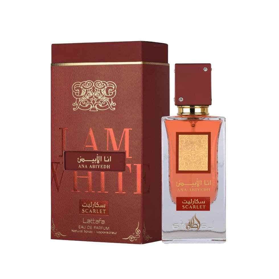 عطر أنا الابيض سكارليت لكلا الجنسين 60 مل من لطافة Lattafa Ana Abiyedh Scarlet Eau De Parfum