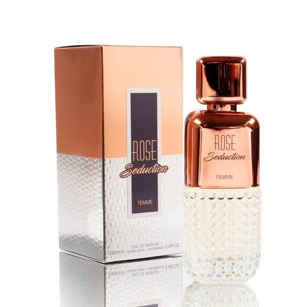 عطر للنساء 100 مل من فراكرنس وورلد Fragrance World Rose Seduction Femme Eau De Parfum