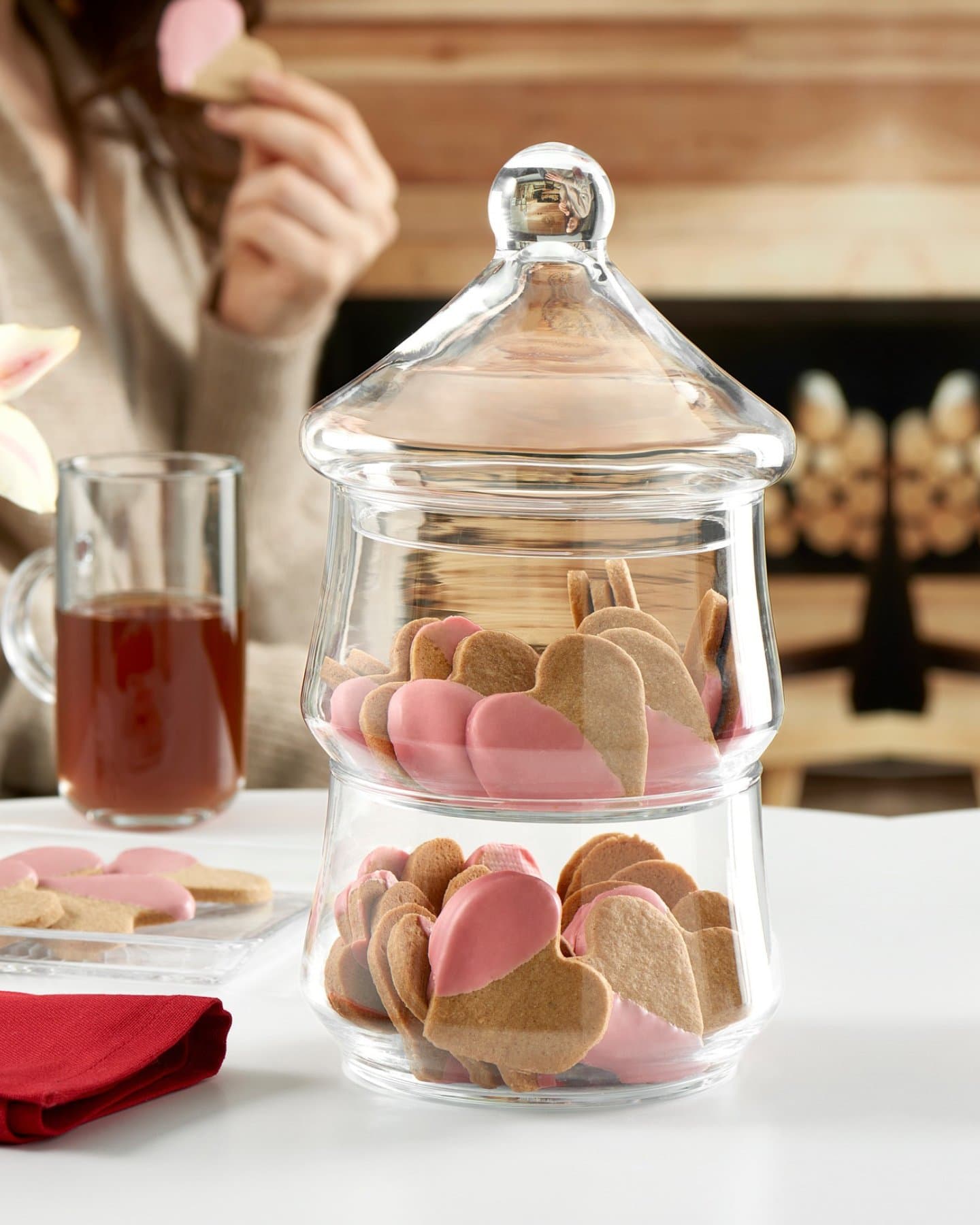 حافظة حلوى زجاجية بطبقتين من ماركة باشابهجة Pasabahce Glass Candy Container