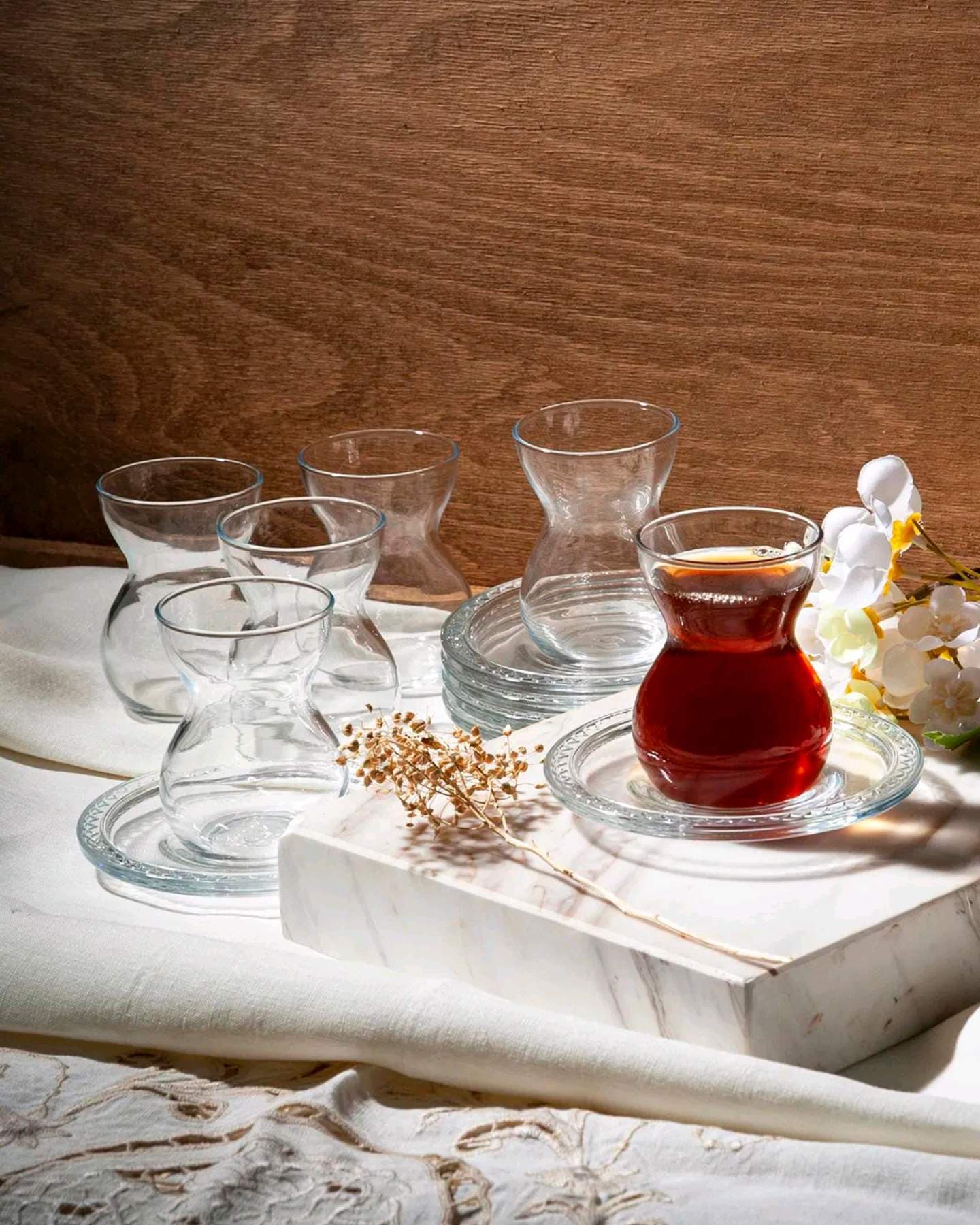 سيت استكان زجاجي 6 قطع من ماركة باشابهجة Pasabahce Glass Tea Set