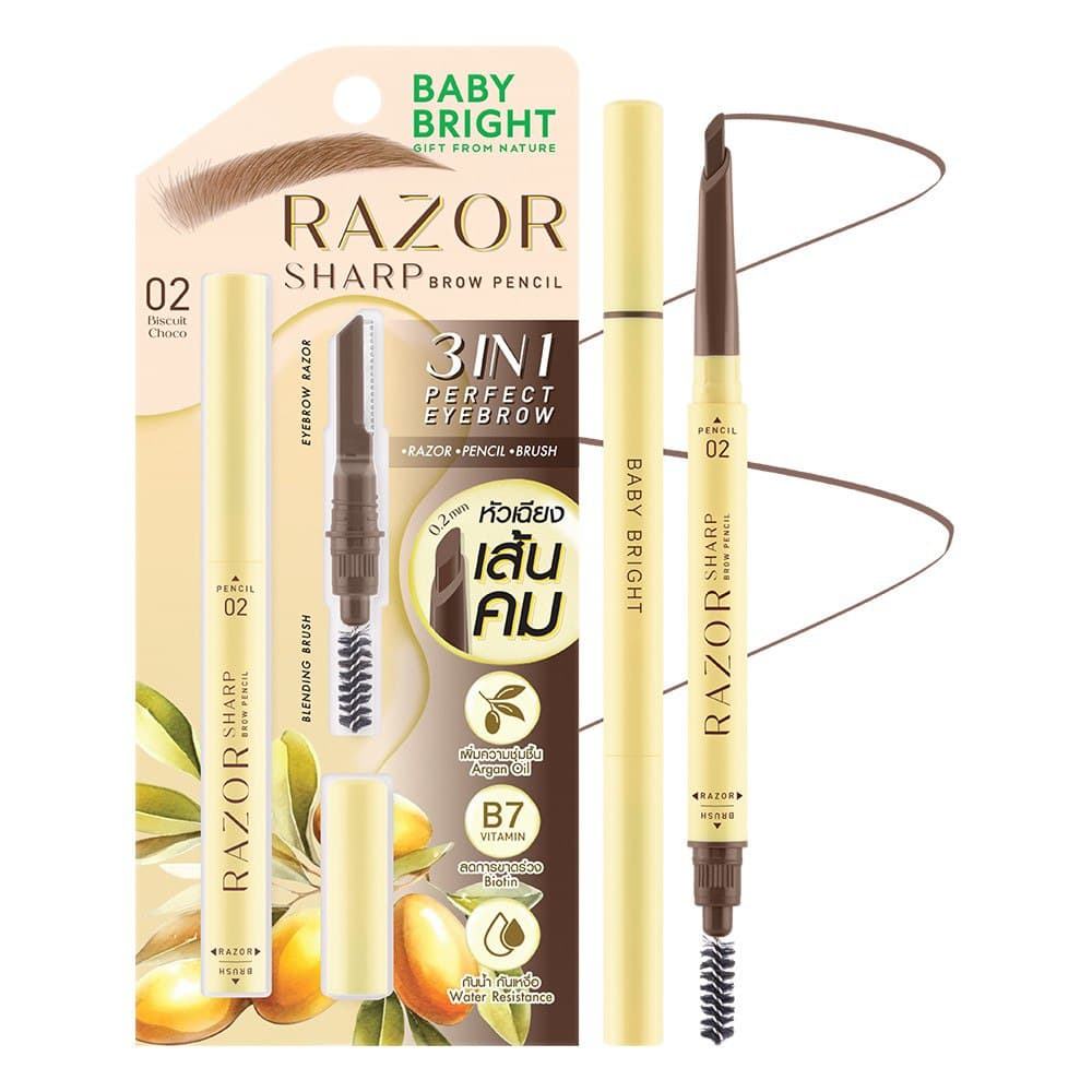 Razor Sharp Brow Pencil #02 Biscuit Choco Baby Bright — 3