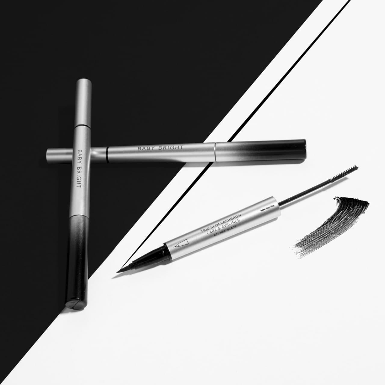 Trio Slim Lash Brow Cara Eyeliner 2g+0.5ml Baby Bright 01 Maxi Black — 2