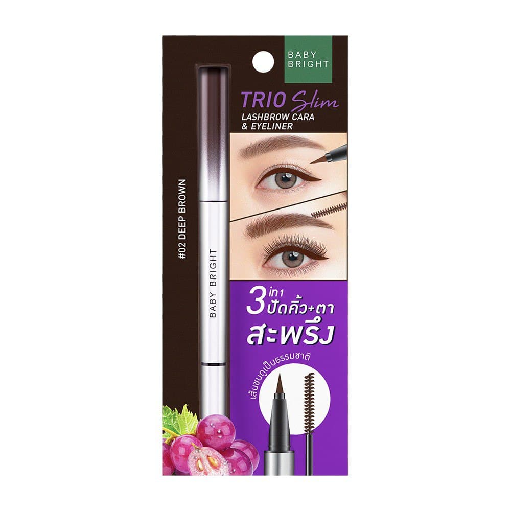 Trio Slim Lash Brow Cara Eyeliner 2g+0.5ml Baby Bright 02 Deep Brown — 2