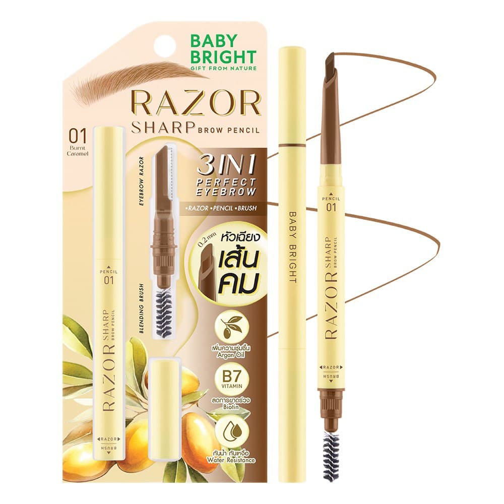 Razor Sharp Brow Pencil #01 Burnt Caramel Baby Bright — 3