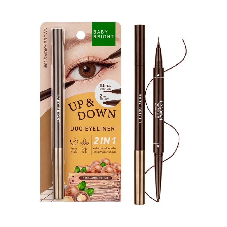 Up And Down Duo Eyeliner 0.1g+0.35g #2 Smoky Brown Baby Bright — 5