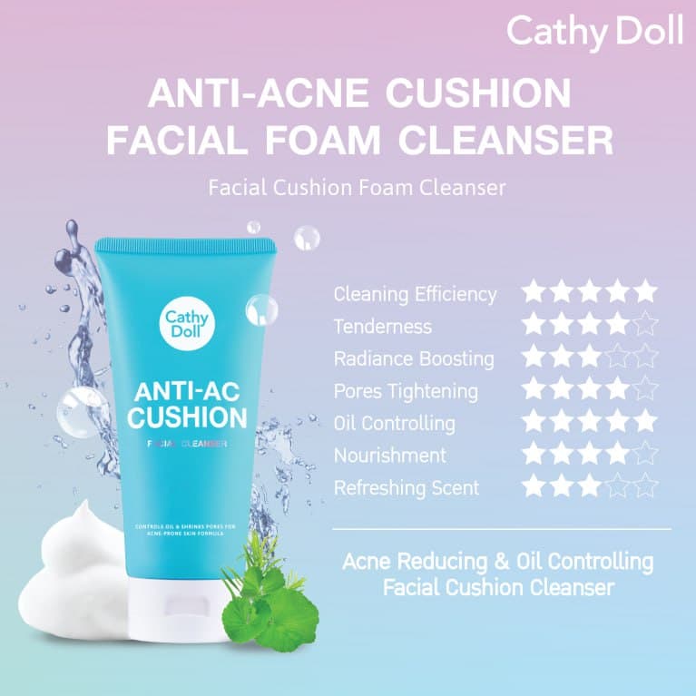 Hya Cushion Facial Cleanser 120ml Cathy Doll غسول رغوي للوجه بخلاصة زهرة الاقحوان كاثي دول