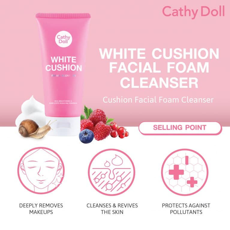 White Cushion Foam Cleanser 120ml Cathy Doll غسول رغوي للبشرة كاثي دول