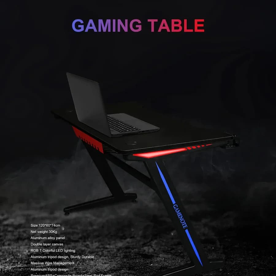 طاولة ألعاب Havit GD905-black مع إضاءة RGB وحامل سماعة وأكواب — 2