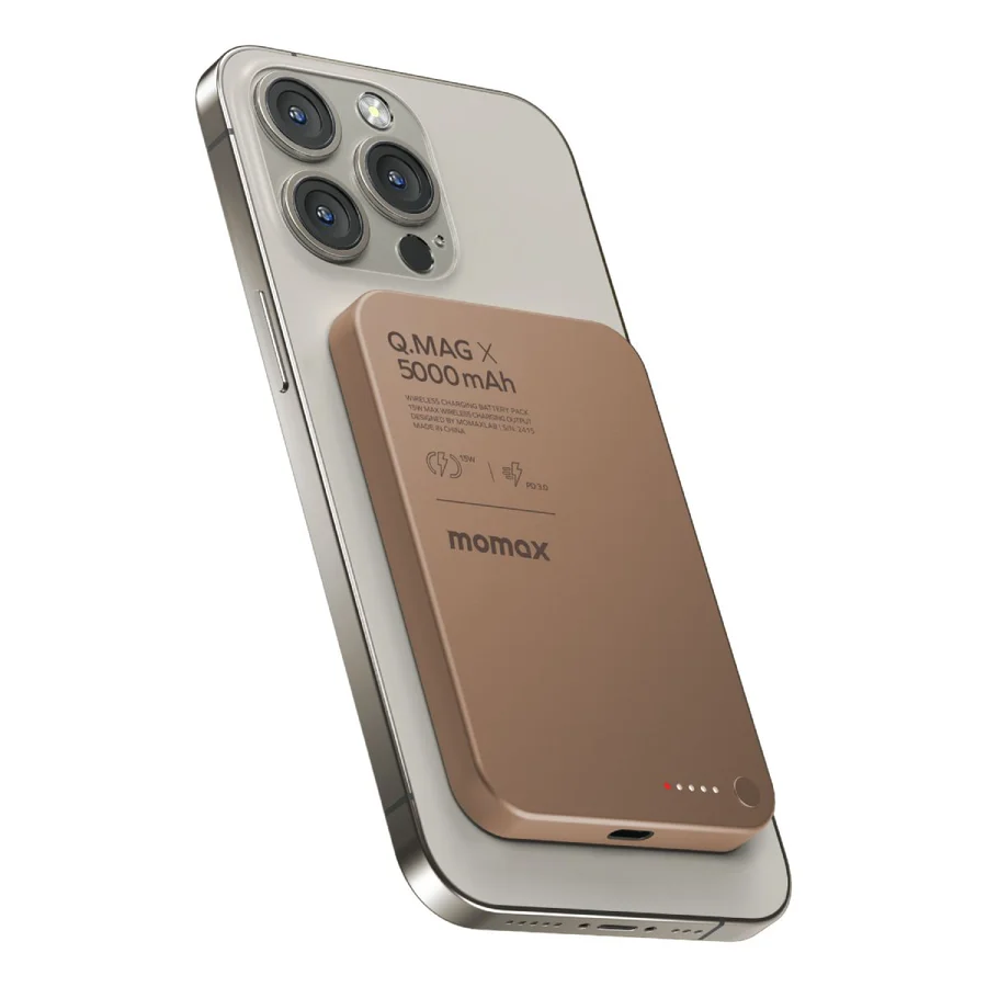 بطارية Momax Q.Mag X مغناطيسية لاسلكية 5000mAh - Desert Titanium - 3712 — 2