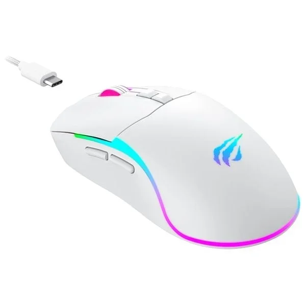ماوس ألعاب لاسلكي Havit MS1020WB أبيض مع DPI حتى 10000 وإضاءة RGB MS1020WB-White