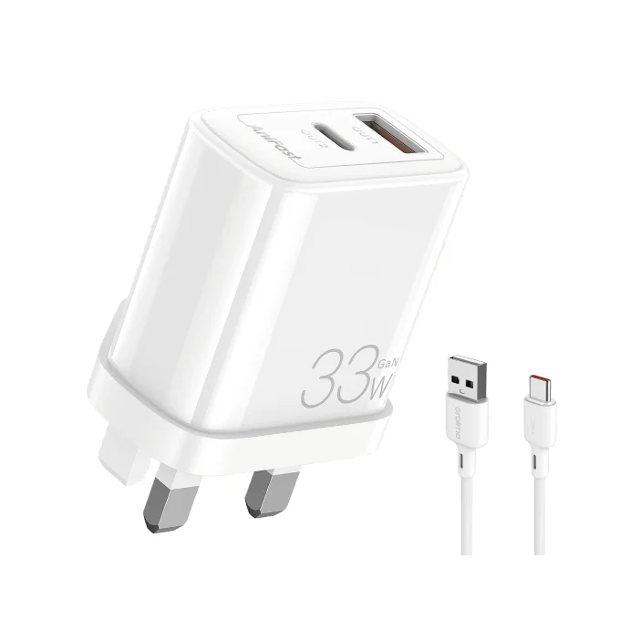 شاحن أورايمو 33 واط، طقم شحن سريع مع كابل من النوع C بقوة 3 أمبير Oraimo OCW-U101D+C54 متعددة الوظائف - 5585