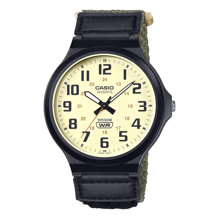 ساعة يد رجالية كاسيو MW-240B-3BVDF بتصميم أنيق ومقاومة للماء