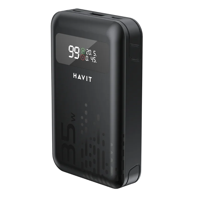 شاحن طوارئ Havit PB5211 بسعة 10200mAh وطاقة 45W مع كابلين - أسود 6175