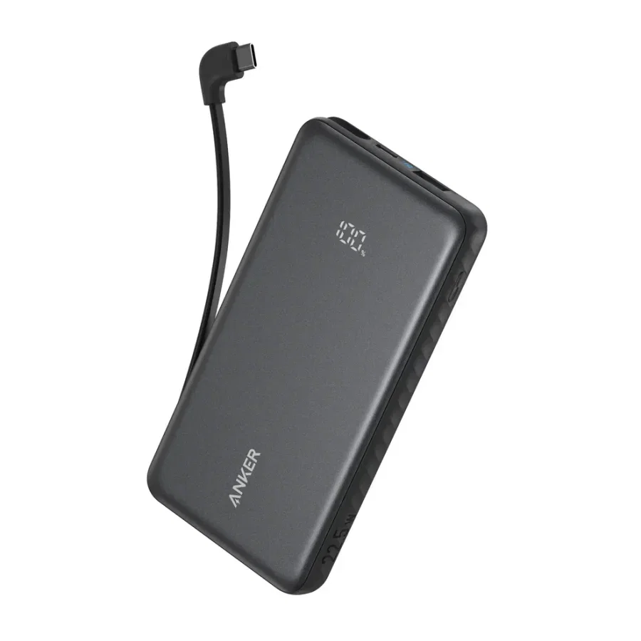 باور بانك أنكر زولو 10K مع كابل USB-C مدمج - أسود - 6780
