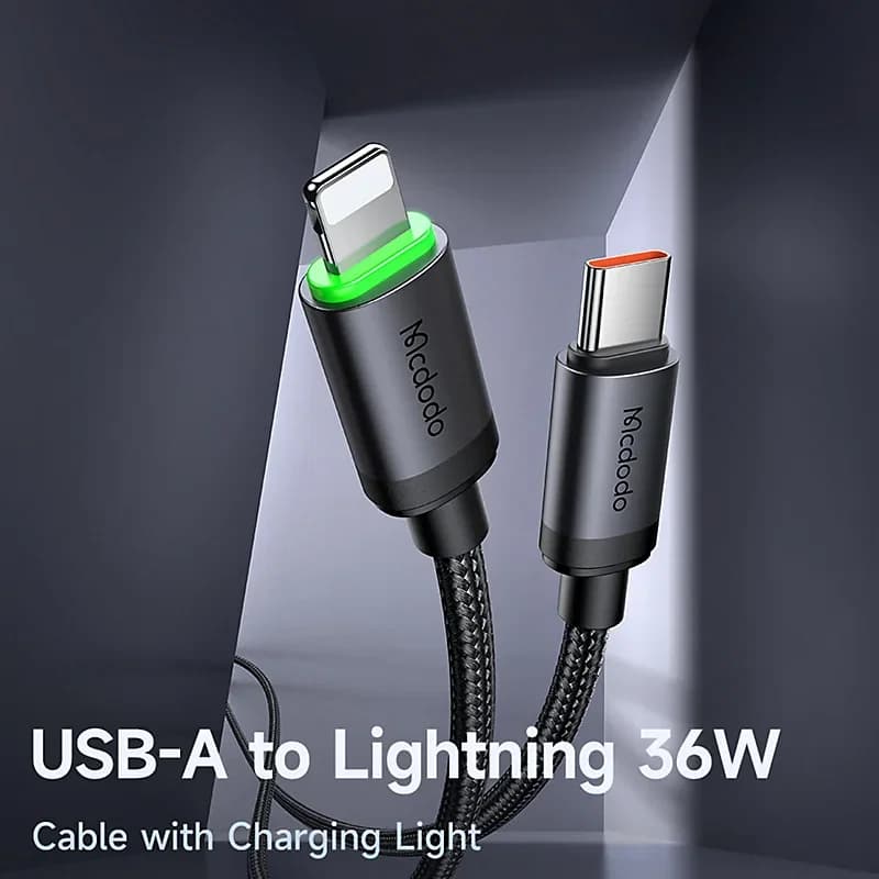 كيبل شحن MC 36W USB-C إلى Lightning مع ضوء شحن بطول 3 متر - 7374