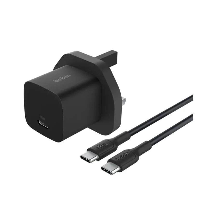 شاحن جداري بلكين 25 واط USB PD مع تقنية PPS وكابل C-C بطول 1 متر - 2598