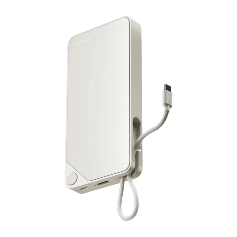 بطارية Momax Power X1 المحمولة بسعة 20000mAh مع كيبل USB-C مدمج - أبيض 3535