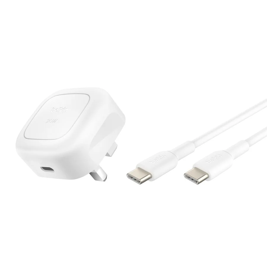 شاحن جداري بلكين 20 واط USB PD مع PPS وكابل C-C - 2659