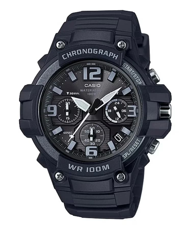 ساعة رياضية كرونوغراف مقاومة للماء من كاسيو MCW-100H-1A3VDF