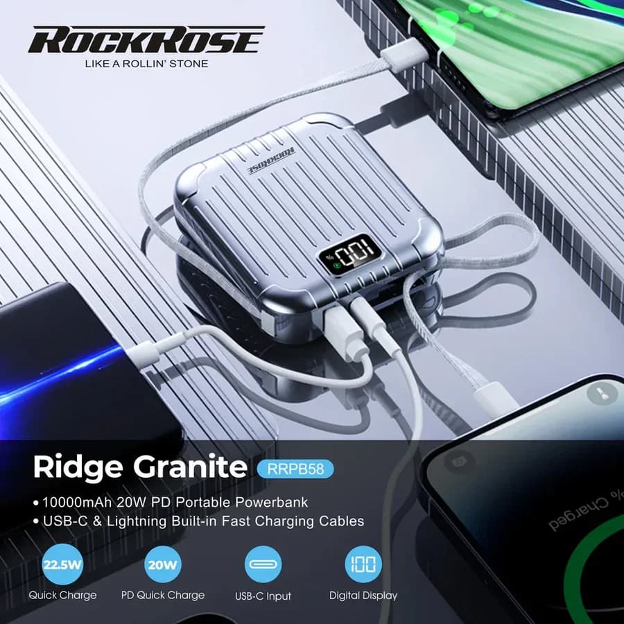 باور بانك Rockrose RRPB58 بسعة 20000mAh وشحن سريع - 7193 — 2