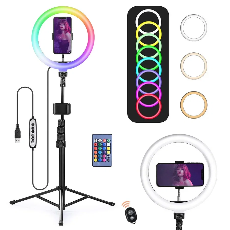 إضاءة حلقة RGB احترافية 10 بوصات مع حامل ثلاثي وتحكم ذكي 32