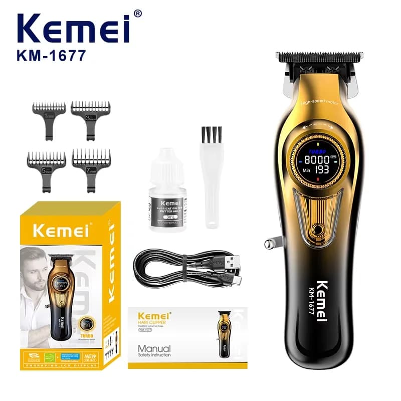 ماكينة حلاقة وتشذيب احترافية كيمي KM-1677 للاستخدام اللاسلكي km-1677