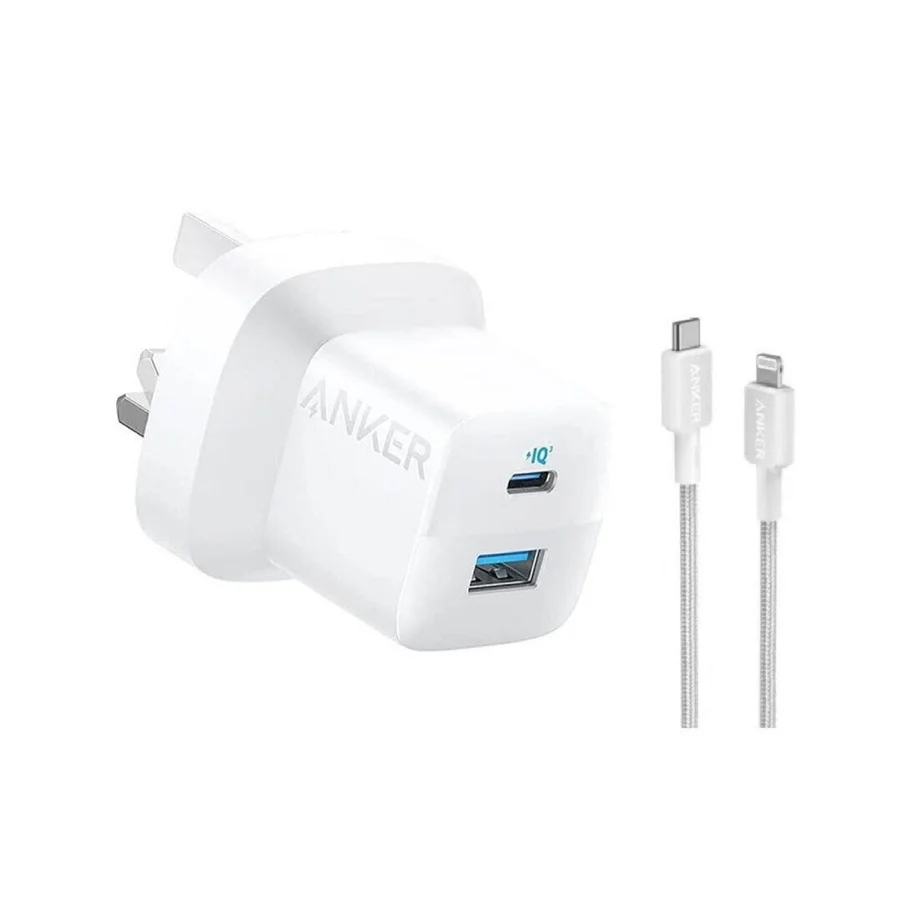 شاحن أنكر 323 بقوة 33 واط مع كابل USB-C إلى Lightning بطول 3 أقدام أبيض 5726