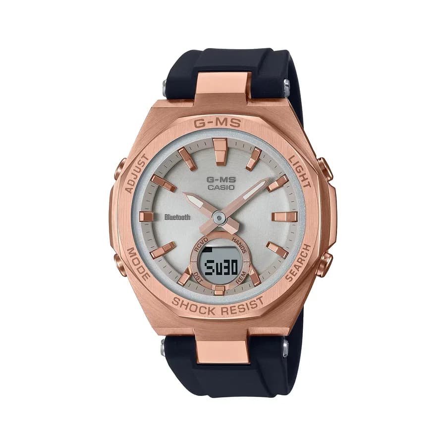 ساعة يد نسائية بتصميم متوسط الحجم من كاسيو G-MS (Baby-G Premium Line) - MSG-B100G-1ADR