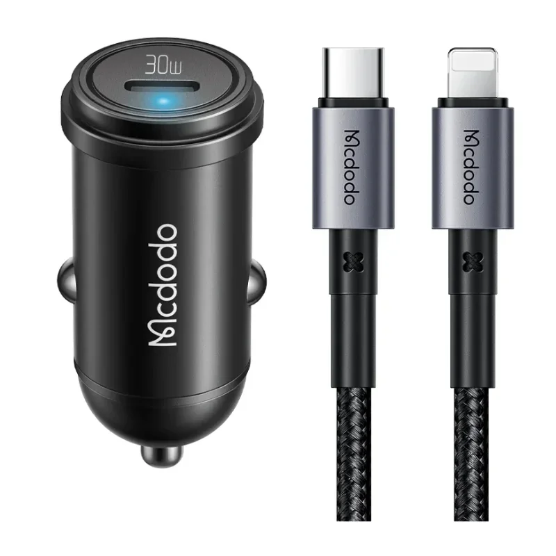 شاحن سيارة سريع MC 30W 1C PD مع كيبل Lightning إلى USB-C بطول 1.2 متر - CC-7492