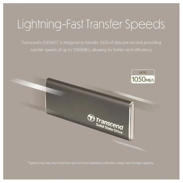 قرص SSD خارجي محمول ترانسيند 2 تيرابايت - 2TB-ESD265C