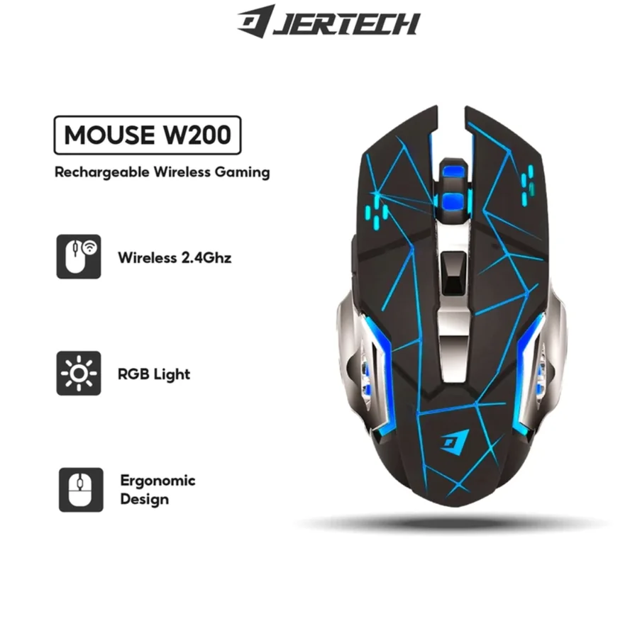 فأرة ألعاب لاسلكية جيرتيك W200 مع إضاءة RGB - 250989