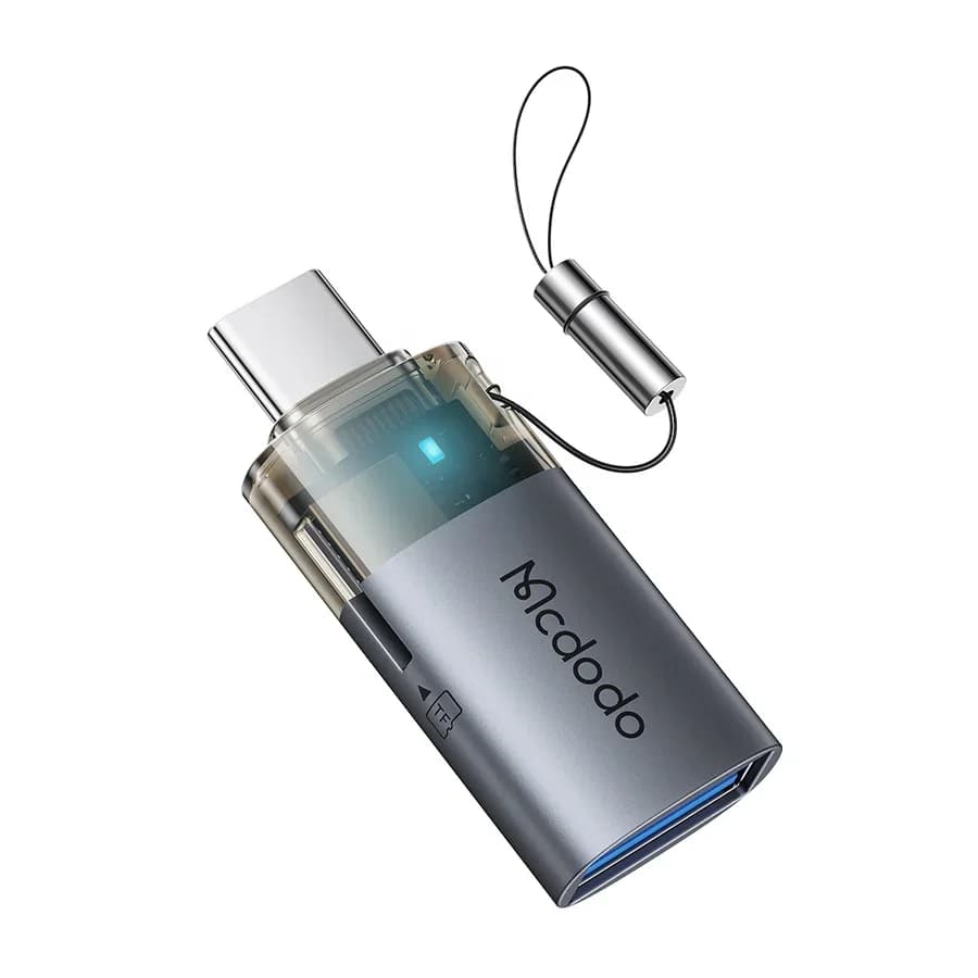 MC 2-in-1 USB-A to USB-C Transfer Adapter مع قارئ بطاقة TF مدمج وحبل - 7365
