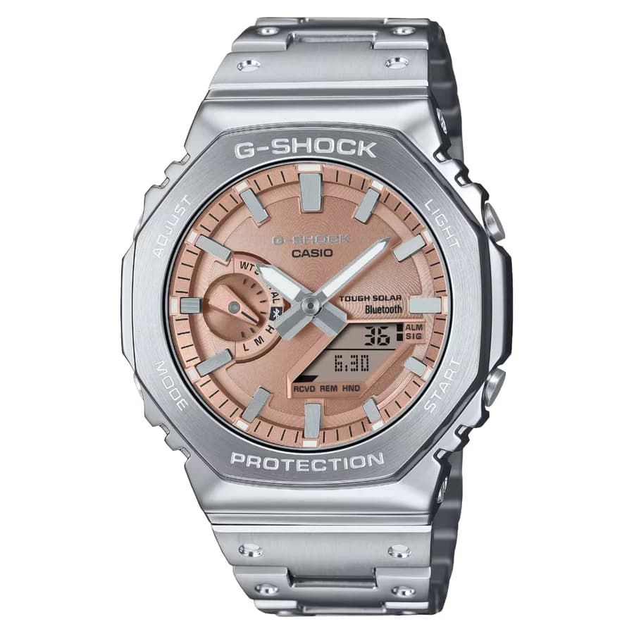 ساعة يد رجالية معدنية أنيقة بتصميم نحيف من G-SHOCK موديل GM-B2100AD-5ADR