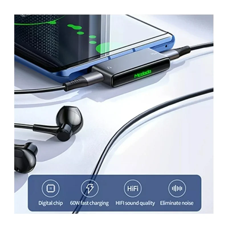 محول MC USB-C إلى Dual C أسود مع شحن سريع وصوت CA-7670