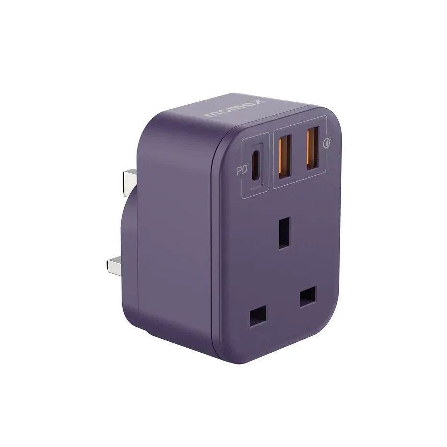 مقبس تمديد Momax PD20W ONEPLUG بمنفذ USB وشحن سريع - بنفسجي 2872