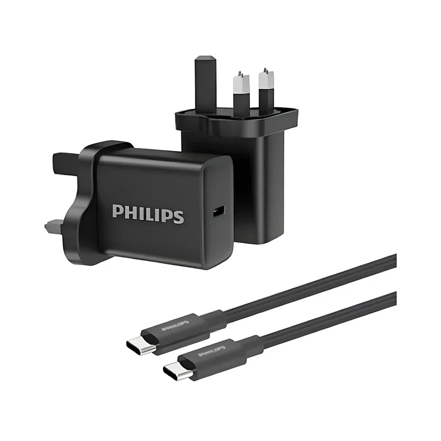 شاحن حائط فيليبس بتقنية GaN مع كابل USB-C إلى USB-C - DLP5312NB-05