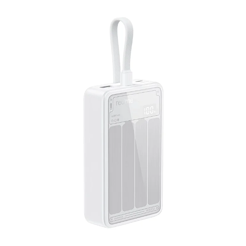شاحن طوارئ Realme بسعة 20000mAh وشحن فائق السرعة 45 واط RMC2501 Glacier White TR 45W