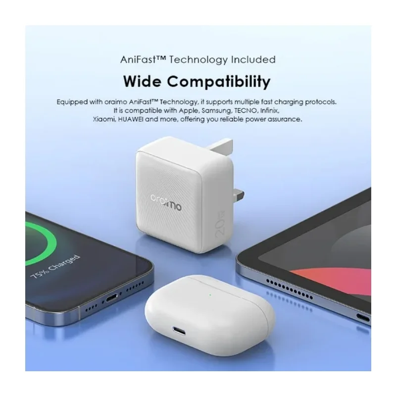 شاحن Oraimo CAKT OCW-5203U أبيض مع كابل USB-C إلى USB-C 7354 — 3