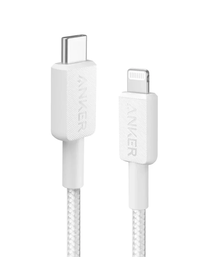 Anker 322 USB-C to LTG Braided Cable 6ft White (كيبل)