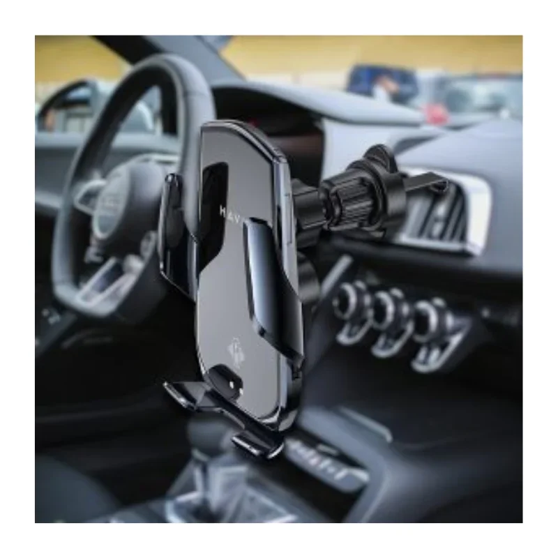 شاحن سيارة لاسلكي Havit W3034 مع حامل ذكي - أسود W3034-black — 2