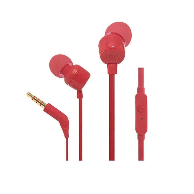 سماعة JBL Tune 110 السلكية مع ميكروفون وزر تحكم - أحمر - 200001709