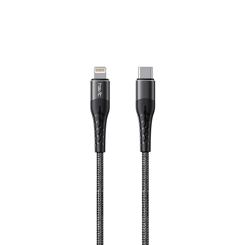 كيبل Havit HV-RH14 USB C إلى Lightning يدعم الشحن السريع 30W بطول 1.2 متر - أسود 6279
