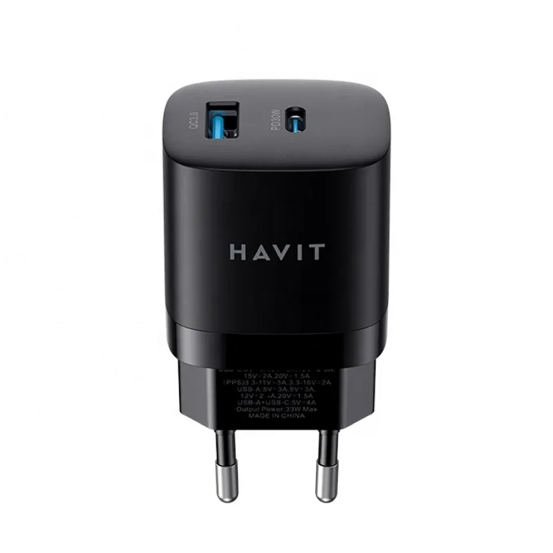 شاحن جداري Havit UC30 Pro بمنفذين USB - أسود - 1646