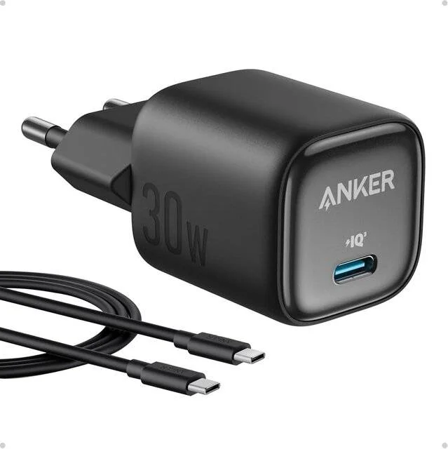 شاحن أنكر زولو 30 واط PD 3.0 مع كابل USB-C إلى USB-C بطول 1 متر - أسود 6784