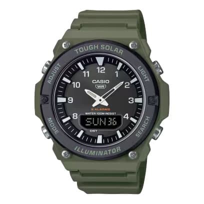 ساعة كاسيو الرياضية العملية بتصميم مقاوم للماء ومزودة بتقنية الطاقة الشمسية AQ-S820W-3BVDF