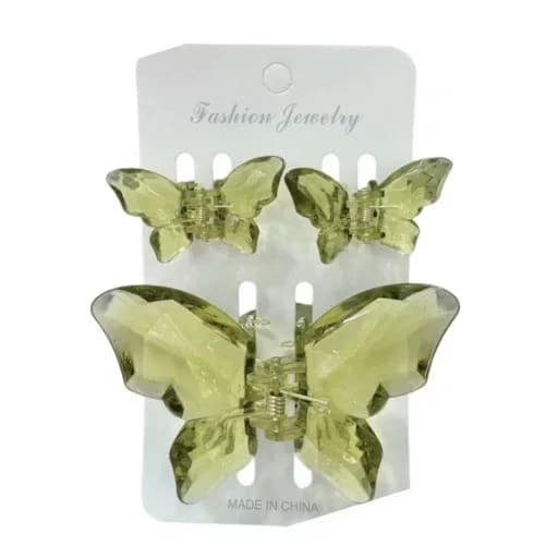 سيت مشبك شعر - فراشة 3 قطع Hair Clips 3 Pcs Set - اصفر 7250