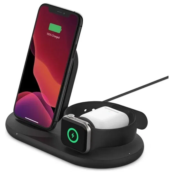 شاحن وايرليس BELKIN 3 IN1 BLK متعدد الأجهزة 2980