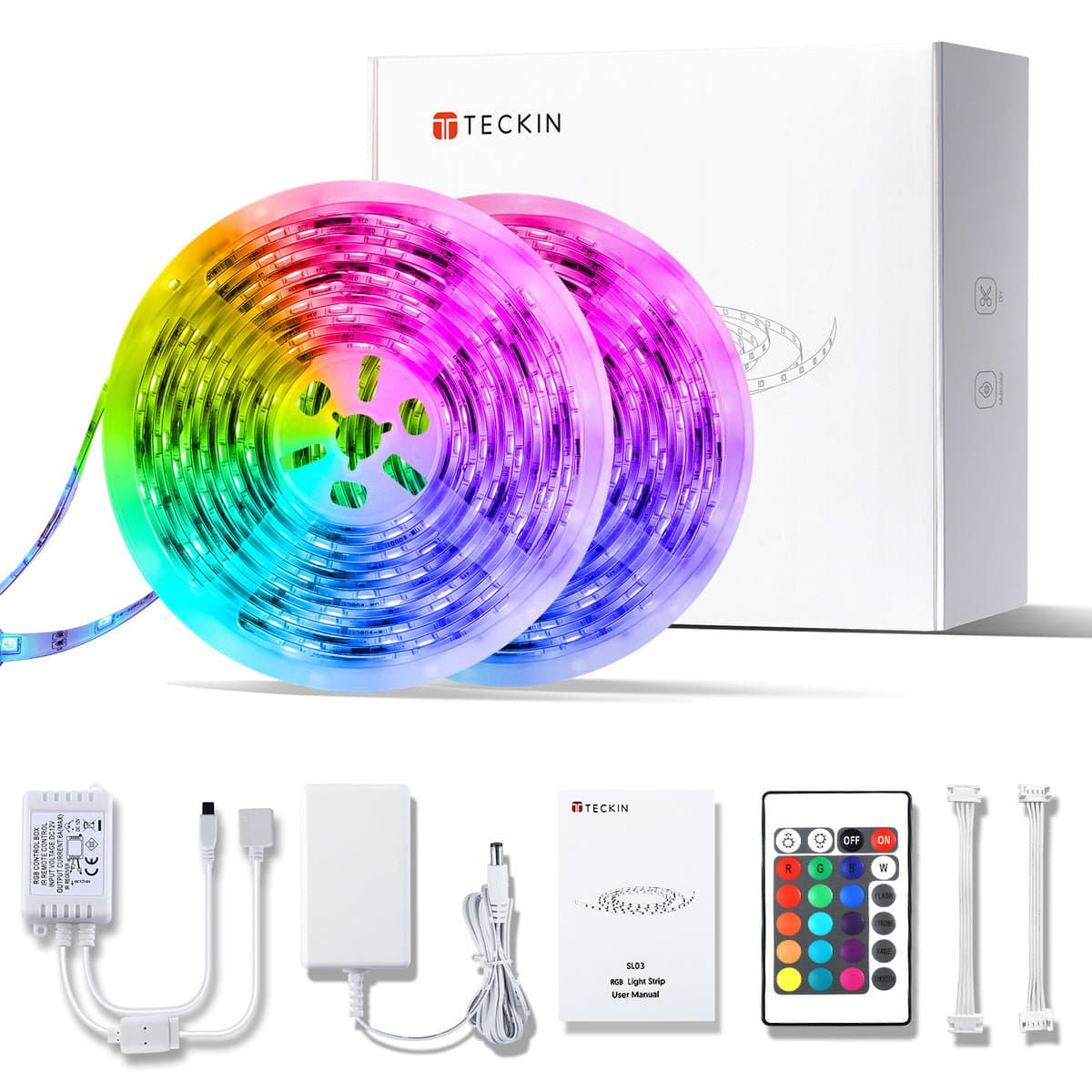شريط إضاءة LED RGB بطول 10 أمتار مع ريموت متعدد الألوان والأنماط SL03