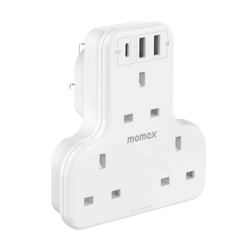موماكس تقسيم كهرباء T بثلاث مخارج طاقة وUSB - 4686 — 3